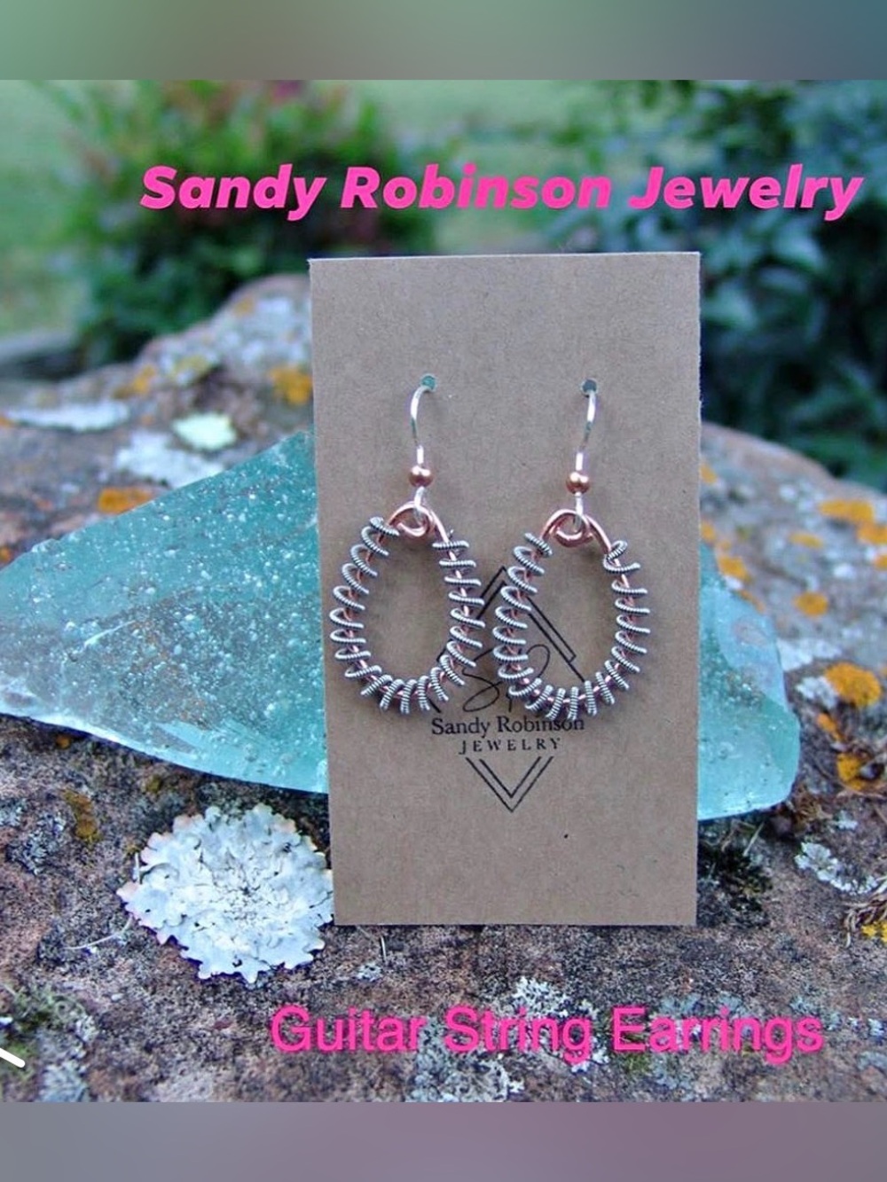 Guitar String Earrings Mixed Metal Handcrafted Repurposed Recycled Reimagined
